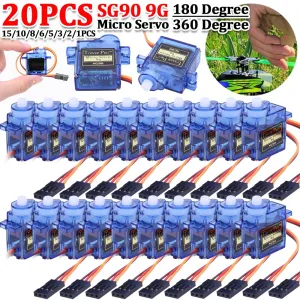 1-20pcs SG90 9G Micro Servo Servo Motor for RC Planes Robot Arm 180°/360° Fixed-Wing Servo Motor Control for Airplane Helicopter - (Speed(RPM): 20PCS, Voltage(V): 360 Degree)