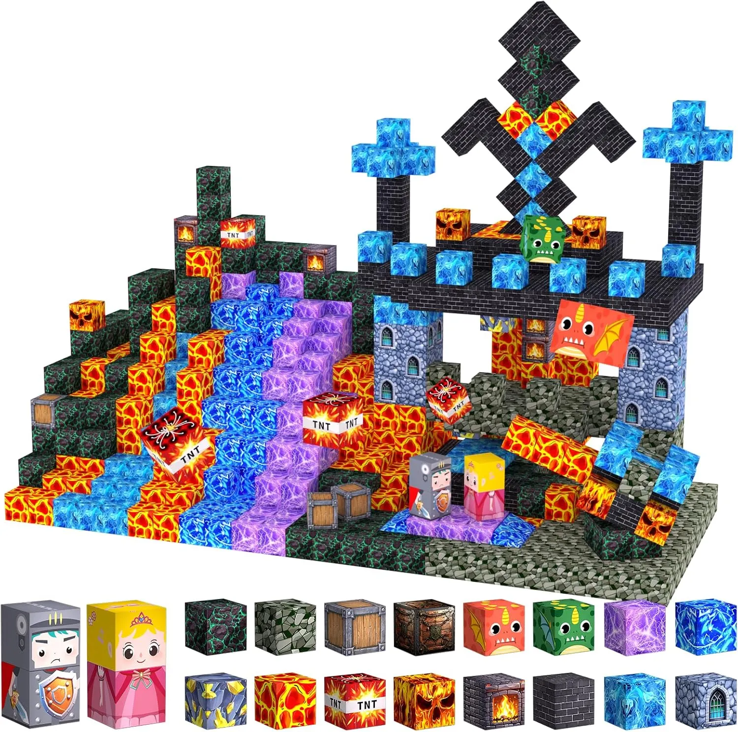 100PCS Magnetic Blocks - Build Mine Magnet World kids Building Toy, Magnetic Tiles Building Blocks Toddler STEM Montessori Toy Sensory Outdoor Toys for 3  Year Old Boys&Girls, Christmas Birthday Gift