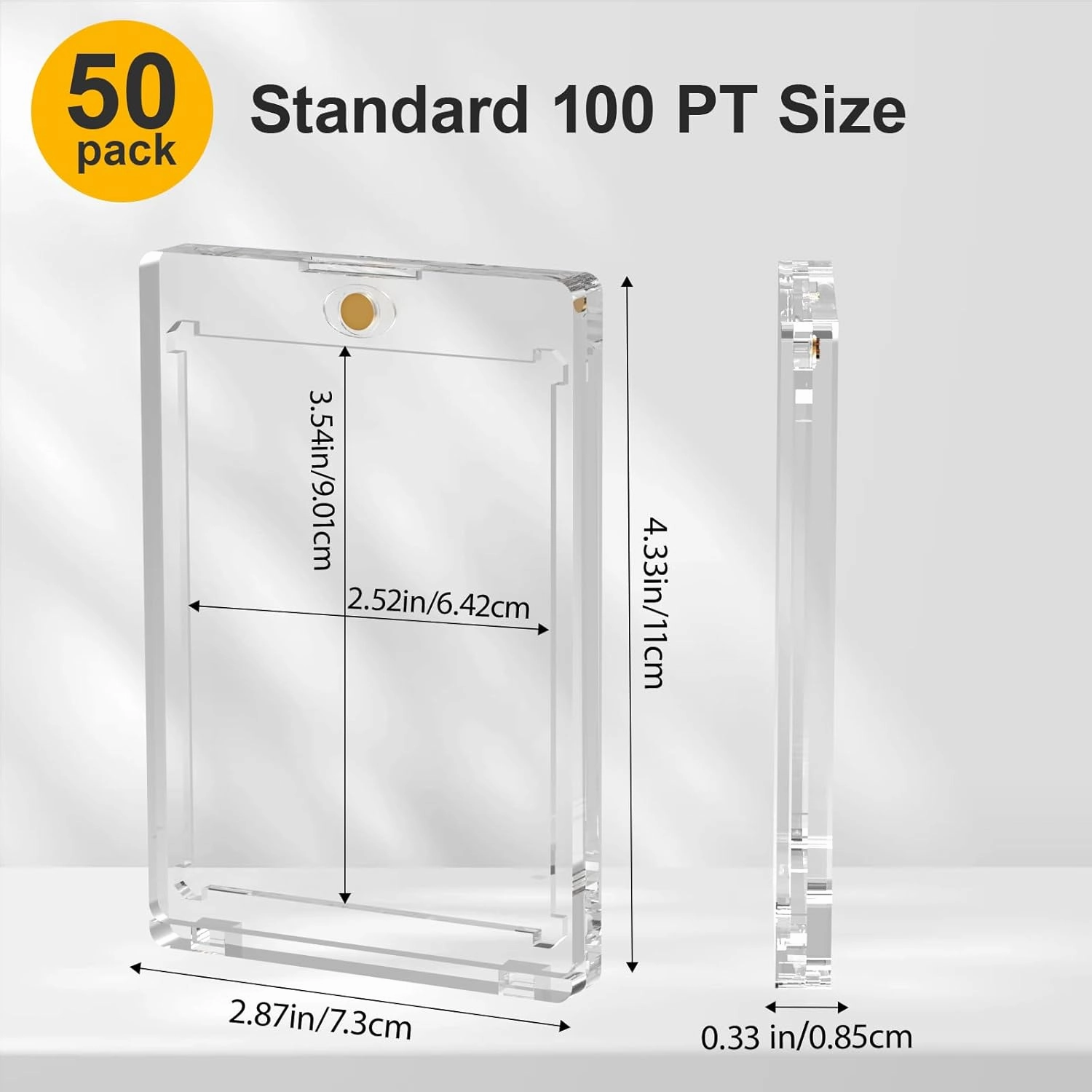 100PT Magnetic Card Holder for Trading Cards, 50 Pack One Card Touch Holder, U-V Protection Baseball Card Display Case Hard Plastic Protector for Basketball Sports Game