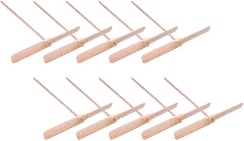 10pcs Flying Helicopter Wooden Propeller Dragonfly Hand Rub Outdoor Flying Plaything for Favors