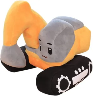 11 inch Soft Excavator Stuffed Construction Toy Truck Toy Super Cute Car Plush Pillow - Soft Plush Toys for Little Boys, Girls, Babies and Toddlers - Great Gift（Yellow）