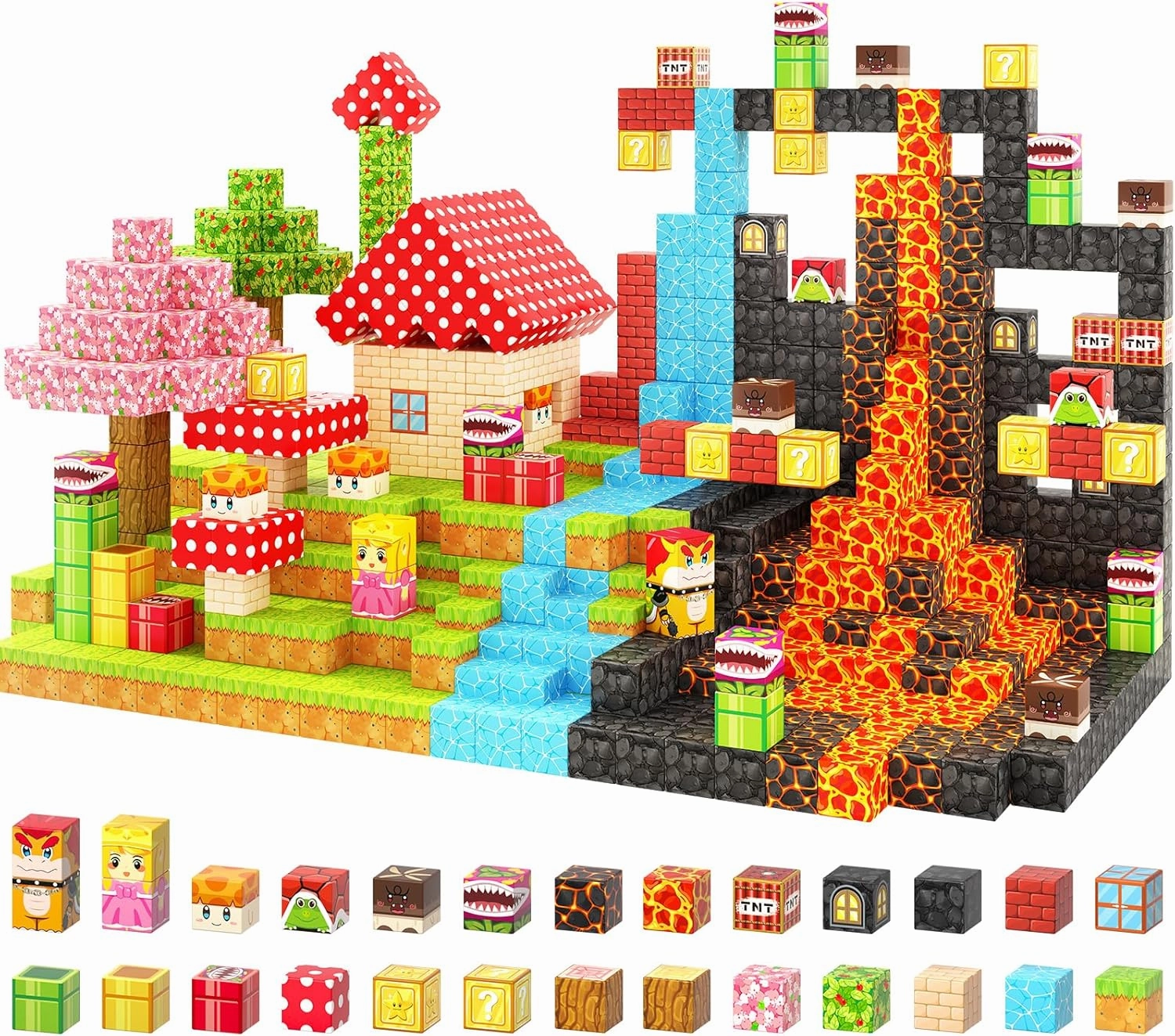110PCS Magnetic Blocks - Build Mine Magnet World Magic Teleport Pipes Set, Building STEM Sensory Toddler Toys for 3  Year Old Boys & Girls, Compatible with All Magworld 1” Magnetic Blocks Kids Toys