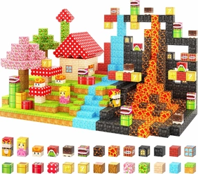 110PCS Magnetic Blocks - Build Mine Magnet World Magic Teleport Pipes Set, Building STEM Sensory Toddler Toys for 3  Year Old Boys & Girls, Compatible with All Magworld 1” Magnetic Blocks Kids Toys