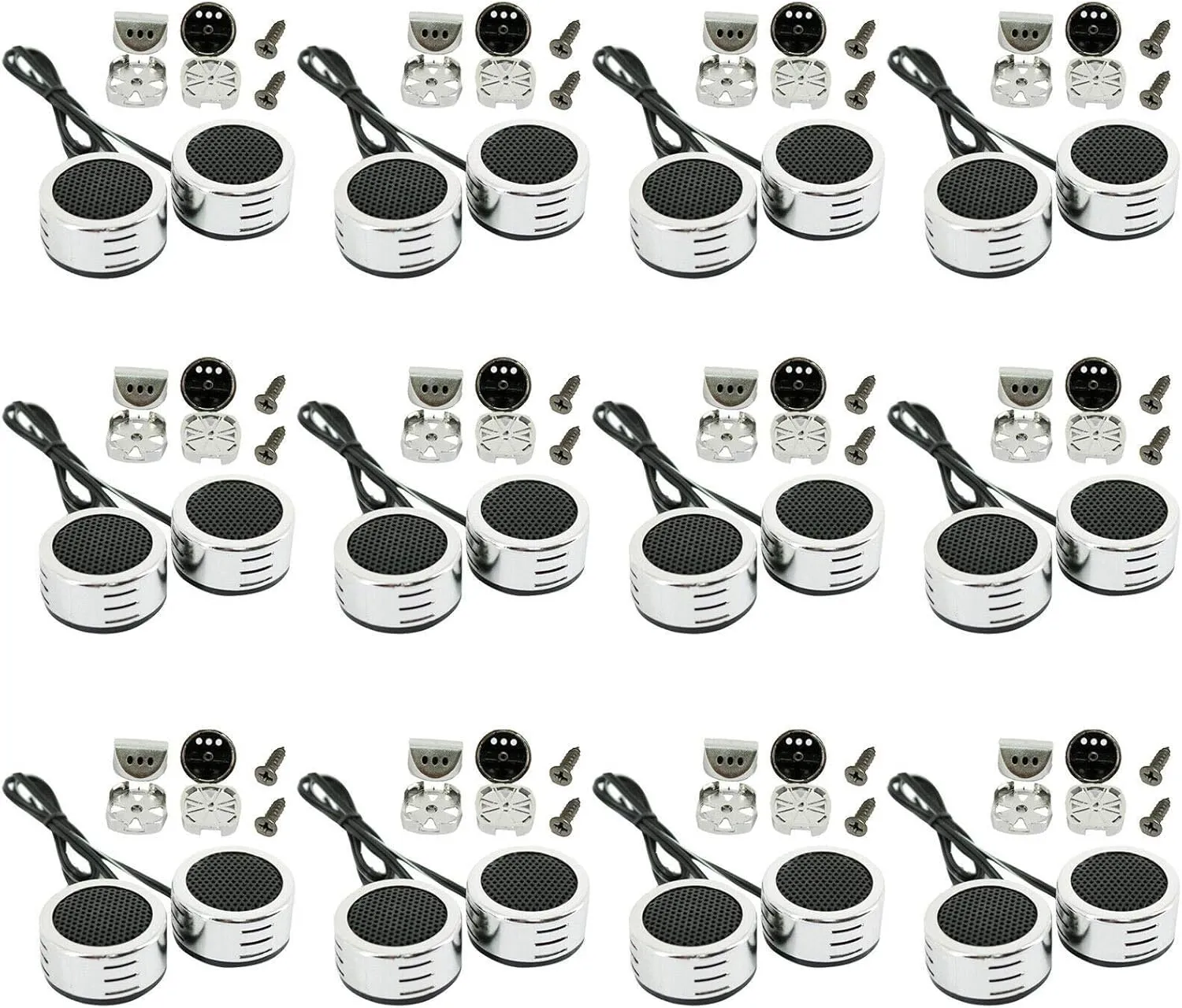 12 Pairs | Audiobank AB-207TW 3600 Watts Peak Power Handling Car Audio Piezo Super Dome 1-Inch Surface Mounting High Power Sensitivity Wide Range Tweeters