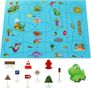 12 PCS Magnetic Puzzle Race Track Car Toys for Kids Ages 3-5, Toddlers Floor Puzzles Tracks Cars Set, STEM Educational Toy, Birthday for Boys & Girls 3  Years Old