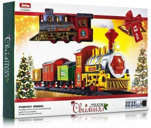 12 Pcs Under Christmas Tree Train Deluxe Christmas Tree Train Set Sound Light Train Around Christmas Tree
