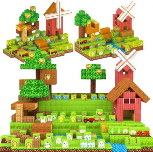 120 PCS Magnetic Building Blocks for Kids, Farm Animal Toys for Boys and Girls Ages 3-5 6-8 8-12. STEM Learning, Montessori, Fidget, Sensory Cubes. Magnet Tiles Block Gifts for Toddler and 3  Year Old