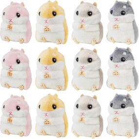 12 Pieces Cute Hamster Stuffed Animal Bulk Hamsters Plush Toy Small Stuffed Doll with Chain for Kid Boy Girl Party Favors Goodie Bag Fillers Carnival Prizes Birthday Gift, 4 Inches (Lovely Style)
