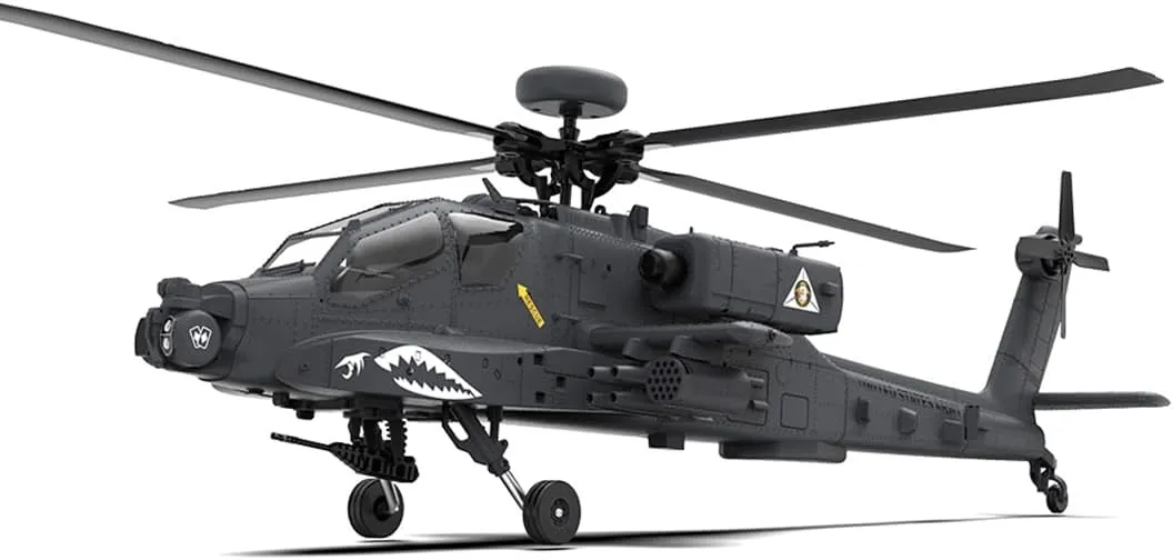 1:32 Scale F11-S AH64 RC Helicopter, 2.4 GHz 6-Channel Flybarless Dual-Rotor 6G/3D GPS Stunt Aircraft with Optical-Flow Hold, Brushless Motors & Lights, RTF Model Kit for Adult