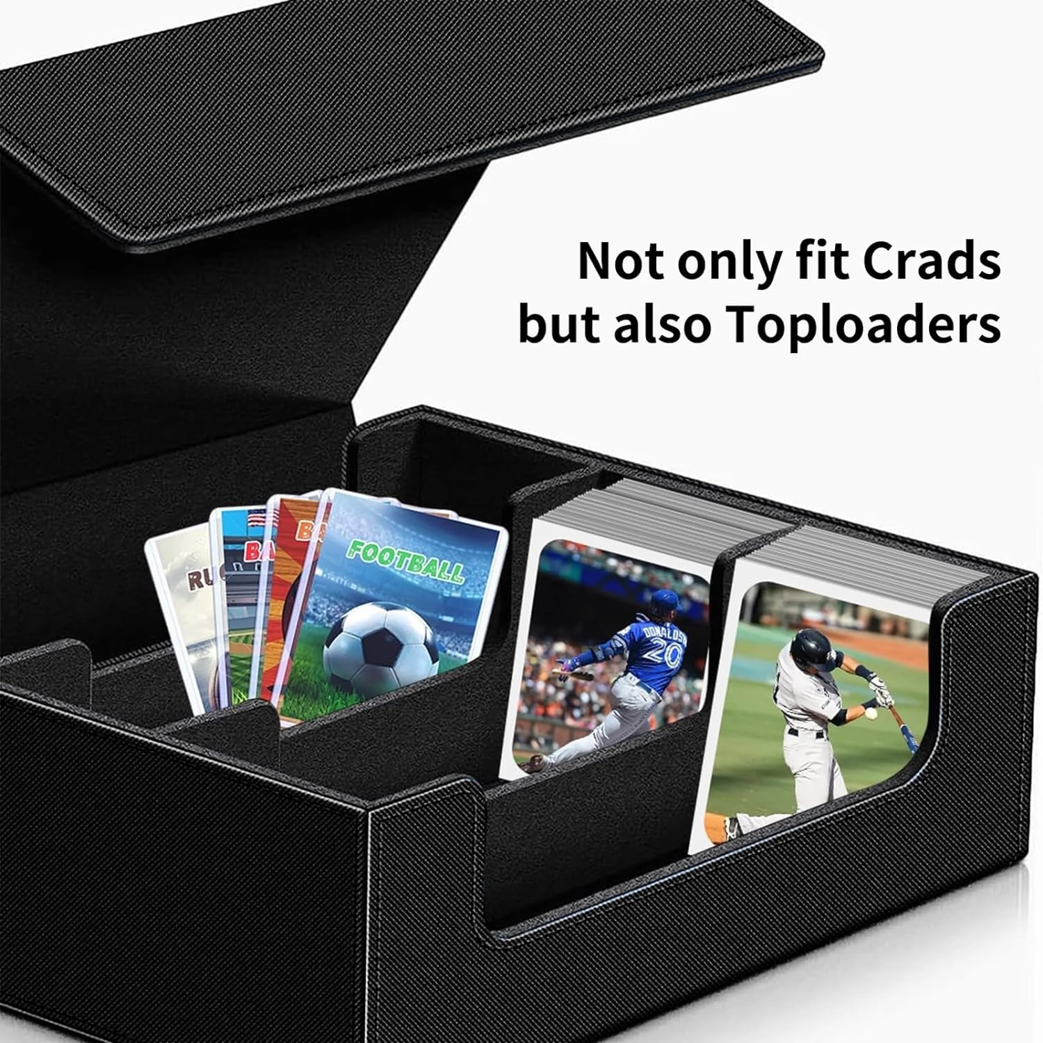 1800  Trading Card Storage Box, Magnetic Closure Toploaders Storage Box Hold 600  35PT 3"x4" Standard Toploaders, PU Leather Card Deck Boxes Fit for MTG,Marvel,Sport Cards,Game Cards, Business Cards