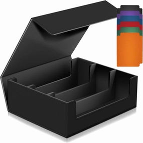 1800  Trading Card Storage Box, Magnetic Closure Toploaders Storage Box Hold 600  35PT 3"x4" Standard Toploaders, PU Leather Card Deck Boxes Fit for MTG,Marvel,Sport Cards,Game Cards, Business Cards