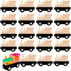 20 Pcs Unfinished DIY Wooden Trains to Paint Magnetic Wooden Trains Wood Train Cars for Train Party Decorations Crafts Painting Project