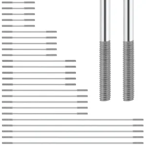 25 Pcs M3 304 Stainless Steel Pushrod Connector Set Double End Threaded Rod for DIY RC Car, Boat, Car, Airplane, Helicopter Model(45mm, 75mm, 100mm, 120mm,200mm)