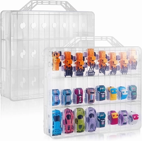 2 Pack Toy car Storage Case with 48 Compartments Toy Organizer Compatible with Cars, Small Dolls, Tiny Toys, Crafts Supplies