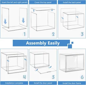 2PCS Clear Plastic Organizer for Handbags, Storage Box with Magnetic Door for Autographed Footballs, Memorabilia, Bag, Shoe, Models, Toy, Action Figure Organizer