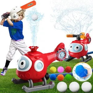 3-in-1 Water Sprinkler Baseball Toy, Helicopter Sprinklers Set with 2 Spray Modes & Water Balls, Summer Outdoor Water Toys for Kids Backyard Games Lawn Pool, Ages 3 