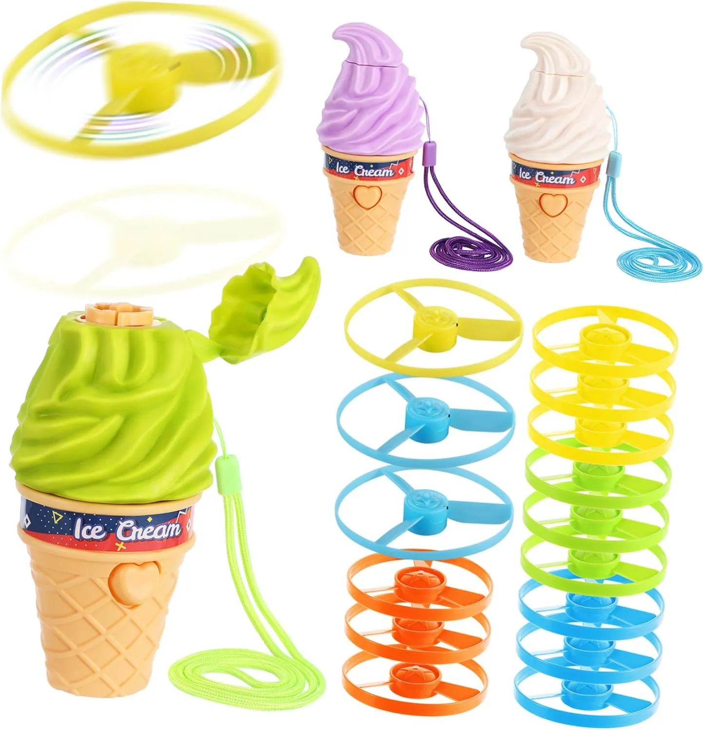 3 Pcs Garden Flying for Wind Up Ice Cream Disc Plaything for Outdoor Fun Safe Lightweight Effortless Launching for Parties and Chasing Games