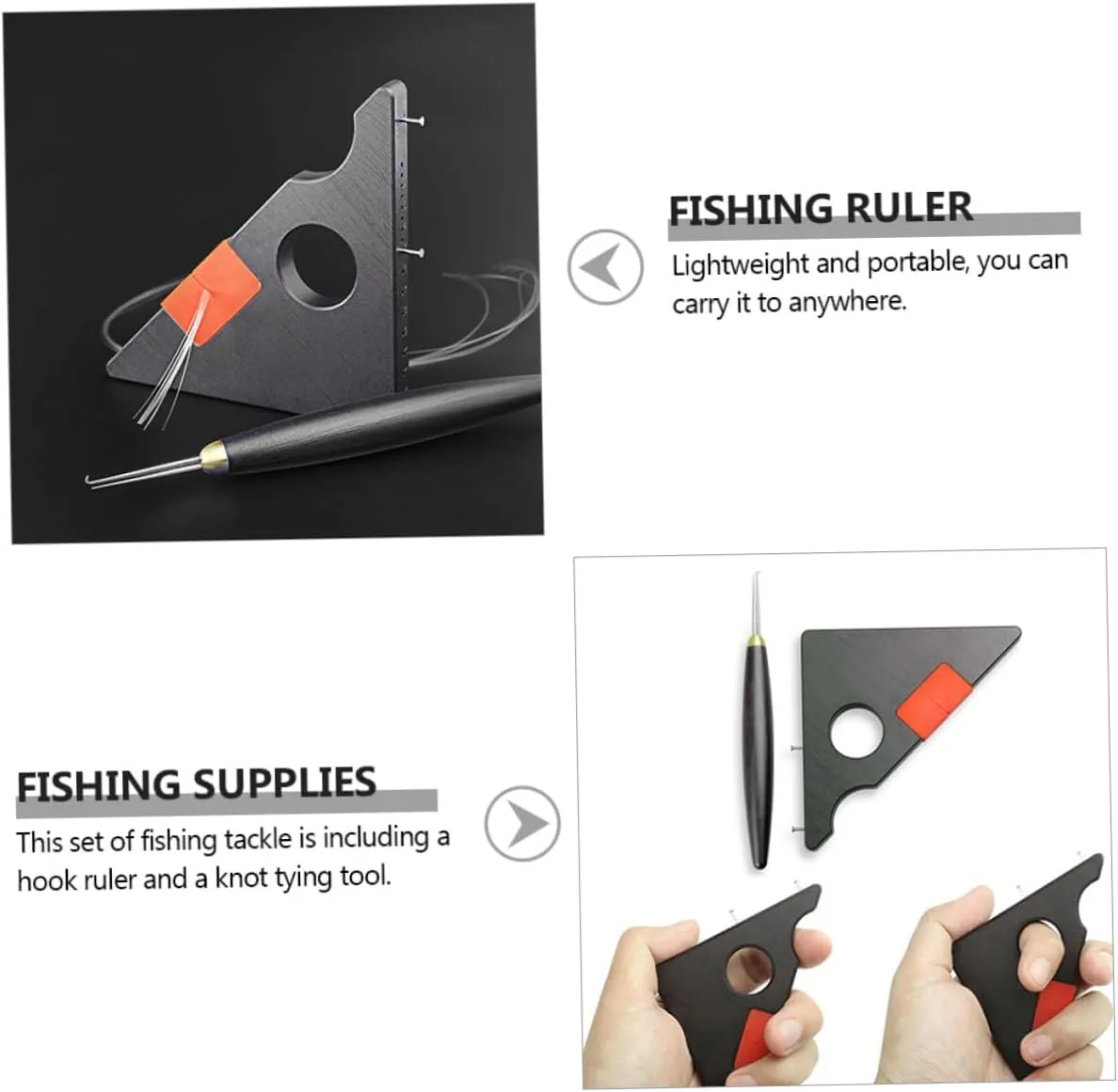 3 Sets Hook Ruler Knot Tying Tool Portable Fishing Line Knotter for Quick Setup