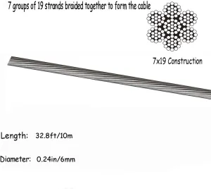 304 Stainless Steel Wire Rope Cable Bare Fishing Line Soft Rustproof Decking Lifting Clothesline7*19 Structure Braided
