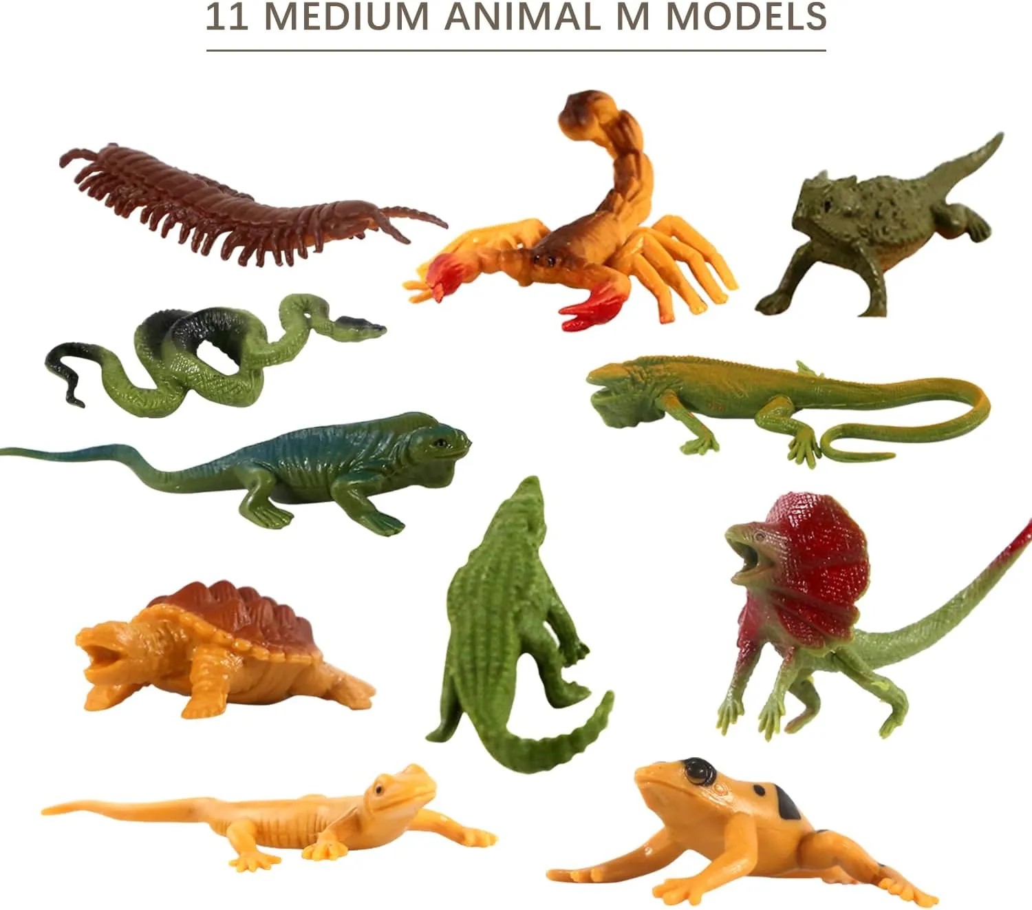 32Pcs Desert Reptiles Animals Figures Toys Resin Diorama Lizard Snake Cactus Trees Rock Playset for Kids Toddlers Cake Decoration Birthday Halloween Party Favor School Projects