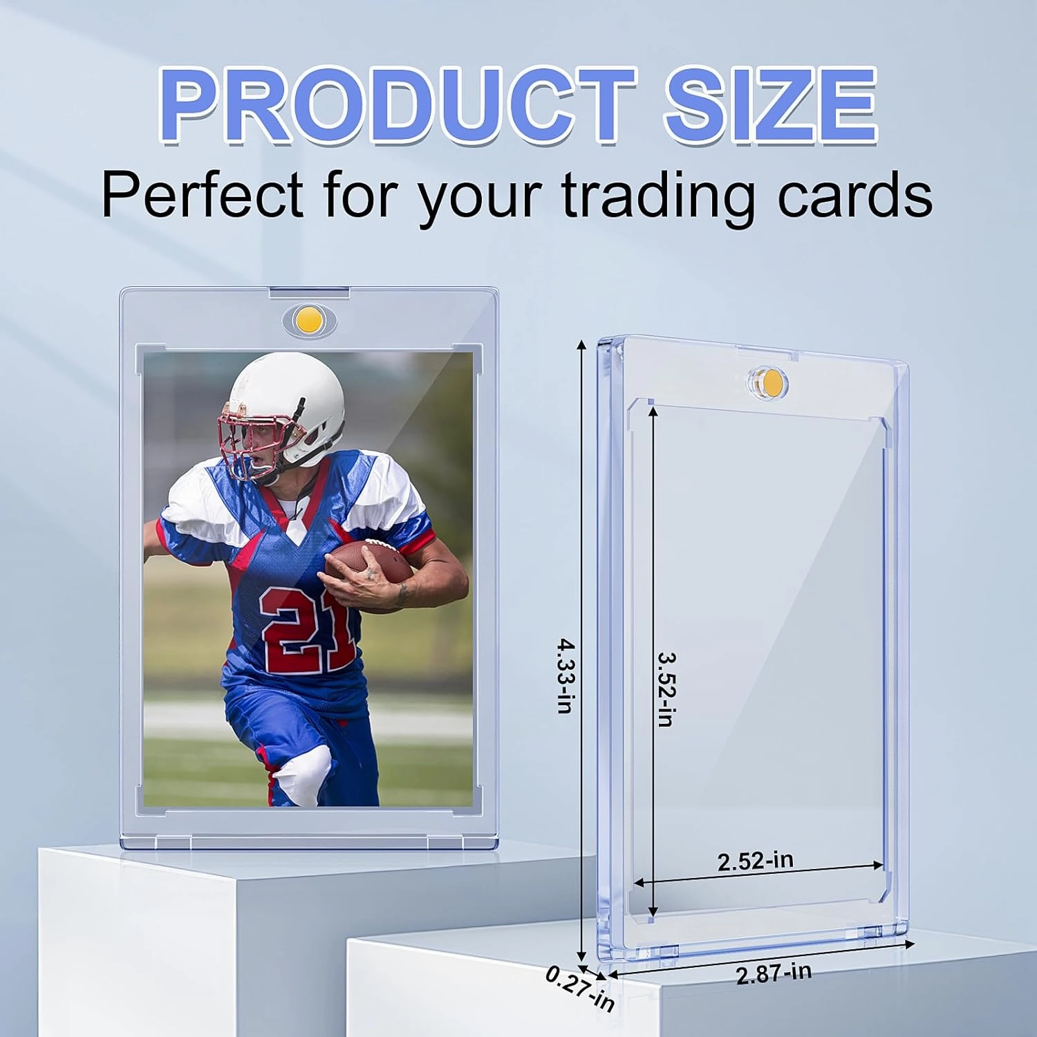 35pt Magnetic Card Holders for Trading Cards Protector, 60 Pack Baseball Card Protector, Acrylic Hard Cards Sleeves Case for Baseball Football Sports TCG CCG Game (Transparent Blue)