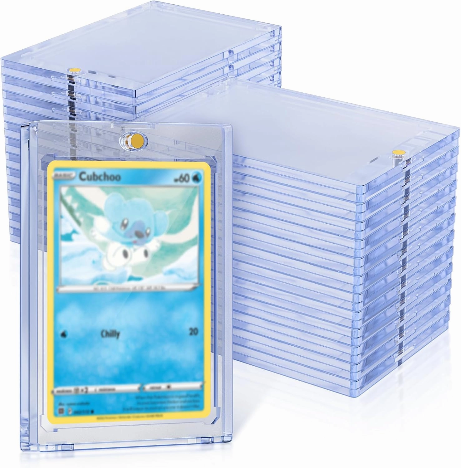 35pt Magnetic Card Holders for Trading Cards Protector, 60 Pack Baseball Card Protector, Acrylic Hard Cards Sleeves Case for Baseball Football Sports TCG CCG Game (Transparent Blue)