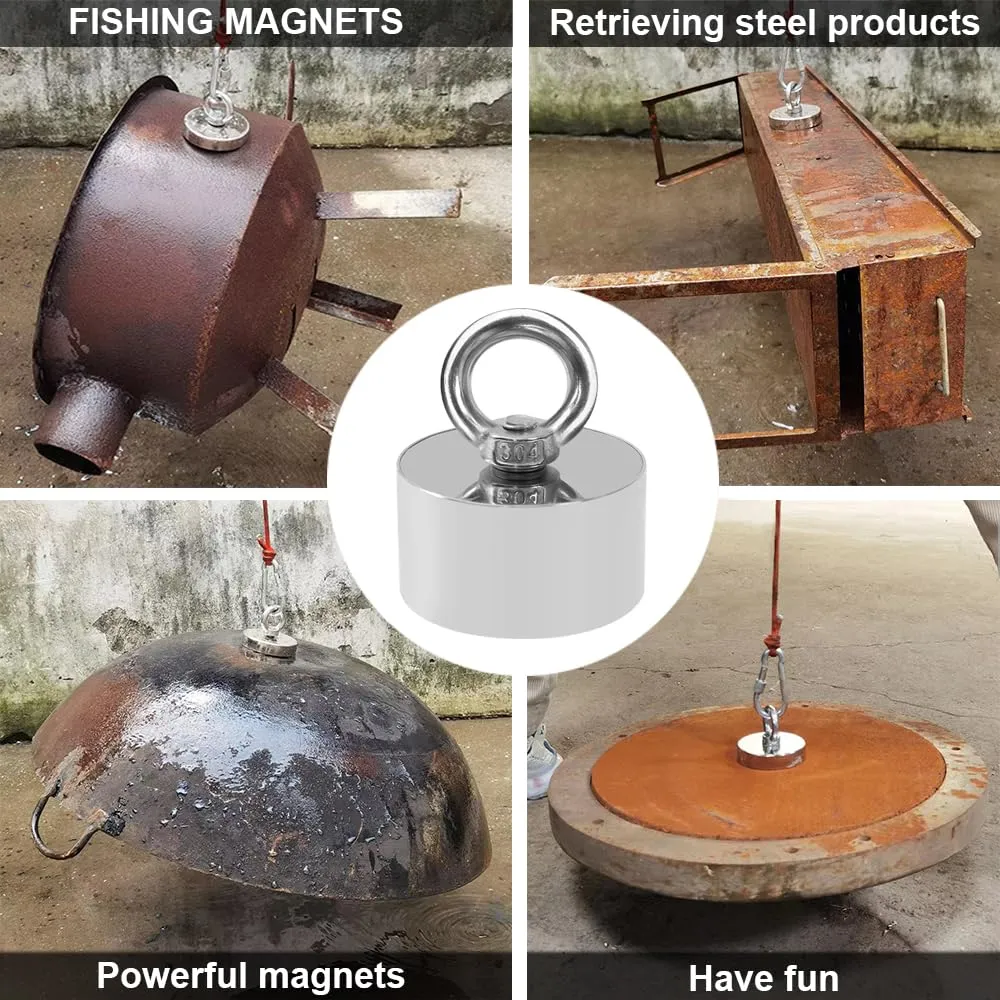 360 Strong Magnet 1000lb Pull Force Fishing Magnet | Neodymium Powerful for Fish and Magnetic Recovery Salvage | Man's Choice (360magnet - 1 Piece)