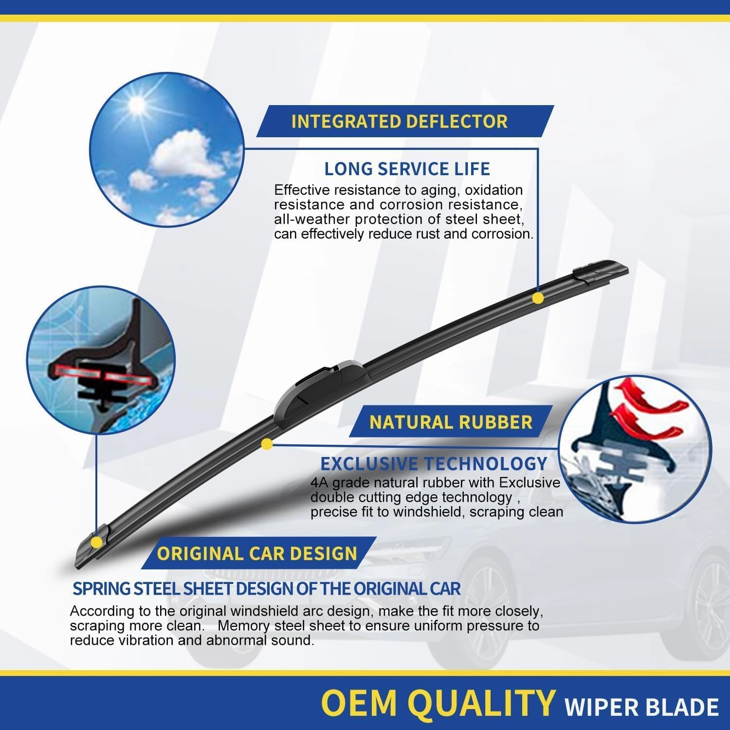 3 wipers Replacement for Acura RDX 2019 2020 2021 Original Equipment Windshield Wiper Blades Set 26" 18" 12" (Set of 3) U/J HOOK