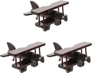 3pcs Boy Girl Vintage Wooden Helicopter Toy Premium Wood Plane Model for Home Decor Learning Chic Design Lightweight for Boy Girl Room Decoration