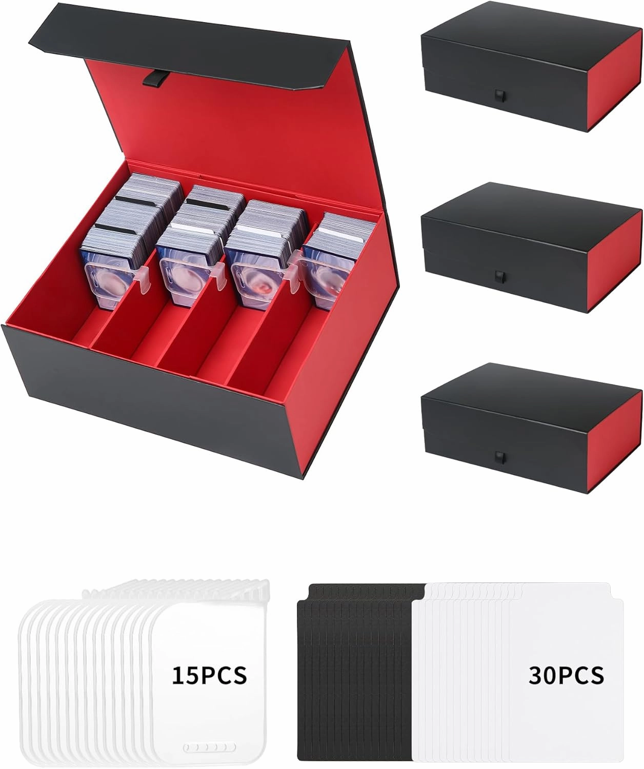 3PCS Trading Card Storage Box Holds 6000  Cards, Magnetic Closure Deck Box MTG, Graded Card Organizer Compatible With Yugioh, Sport Cards, Magic Cards And Commander Cards