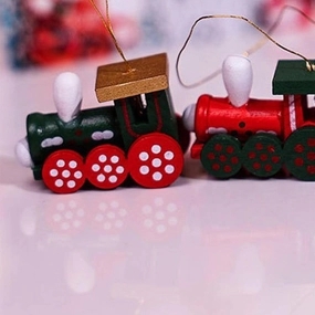 3X 6X Christmas Train Toys Set Christmas Tree Pendant Wooden