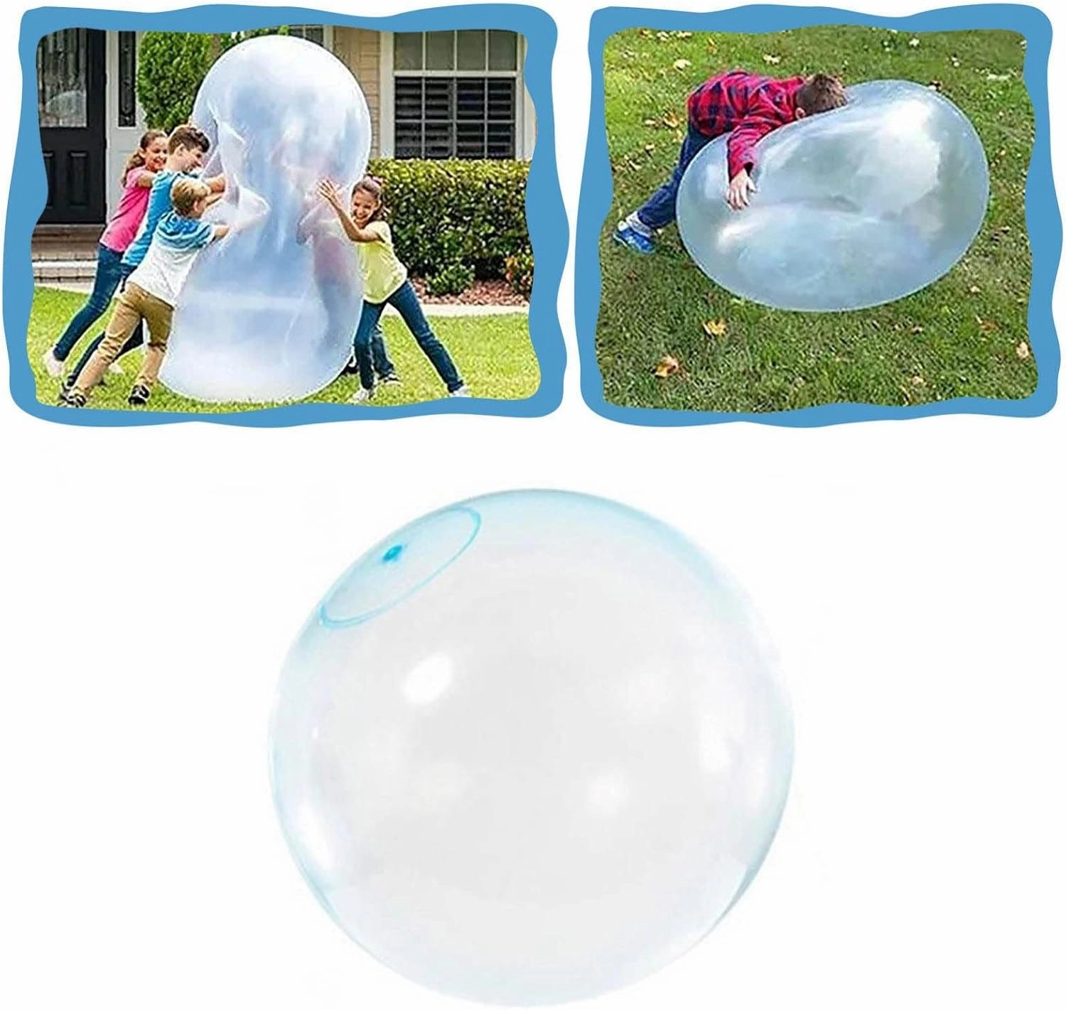 47'' Water Filled Bubble Ball Transparent Bubble Balloon Inflatable Funny Toy for Outdoor Indoor Play (blue)