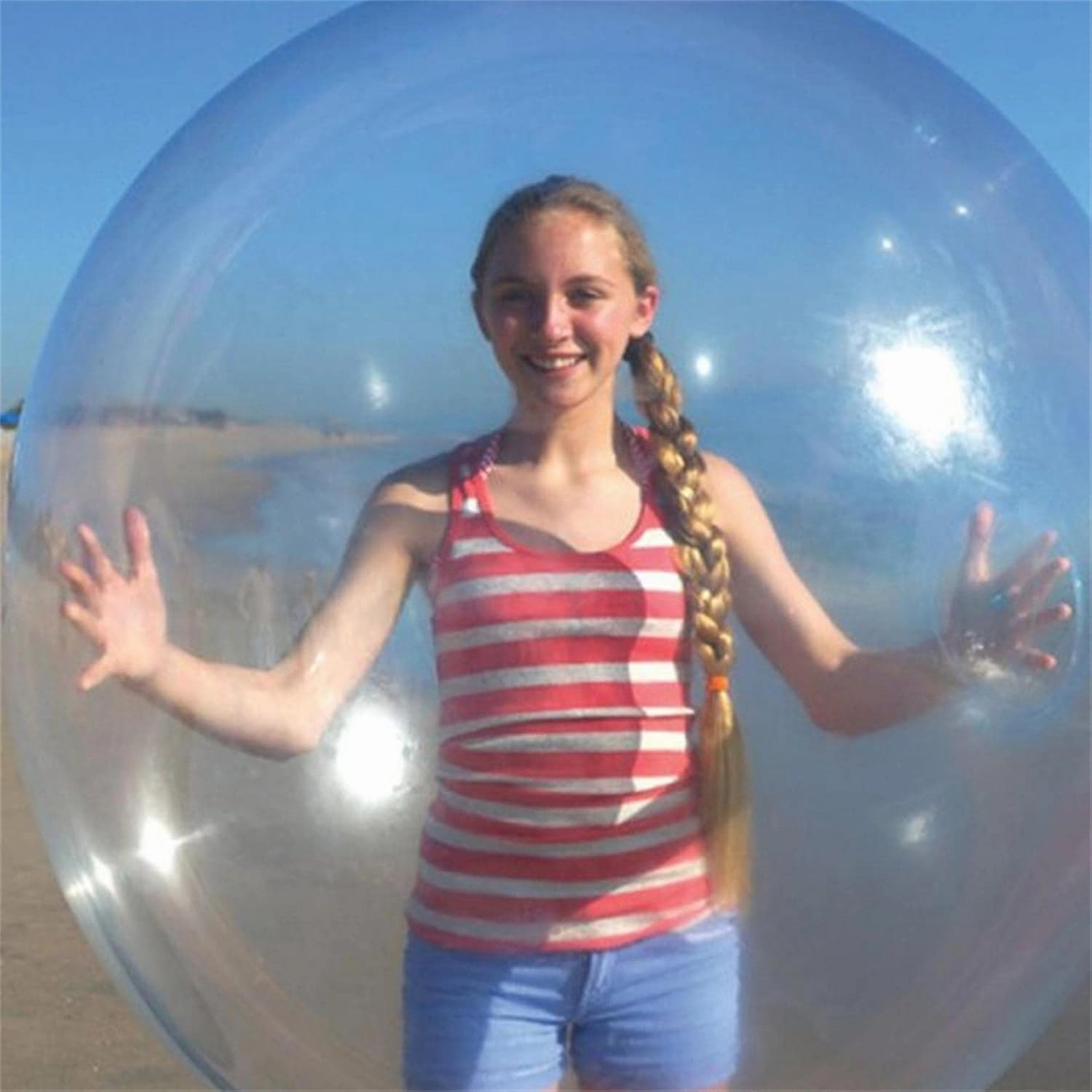 47'' Water Filled Bubble Ball Transparent Bubble Balloon Inflatable Funny Toy for Outdoor Indoor Play (blue)