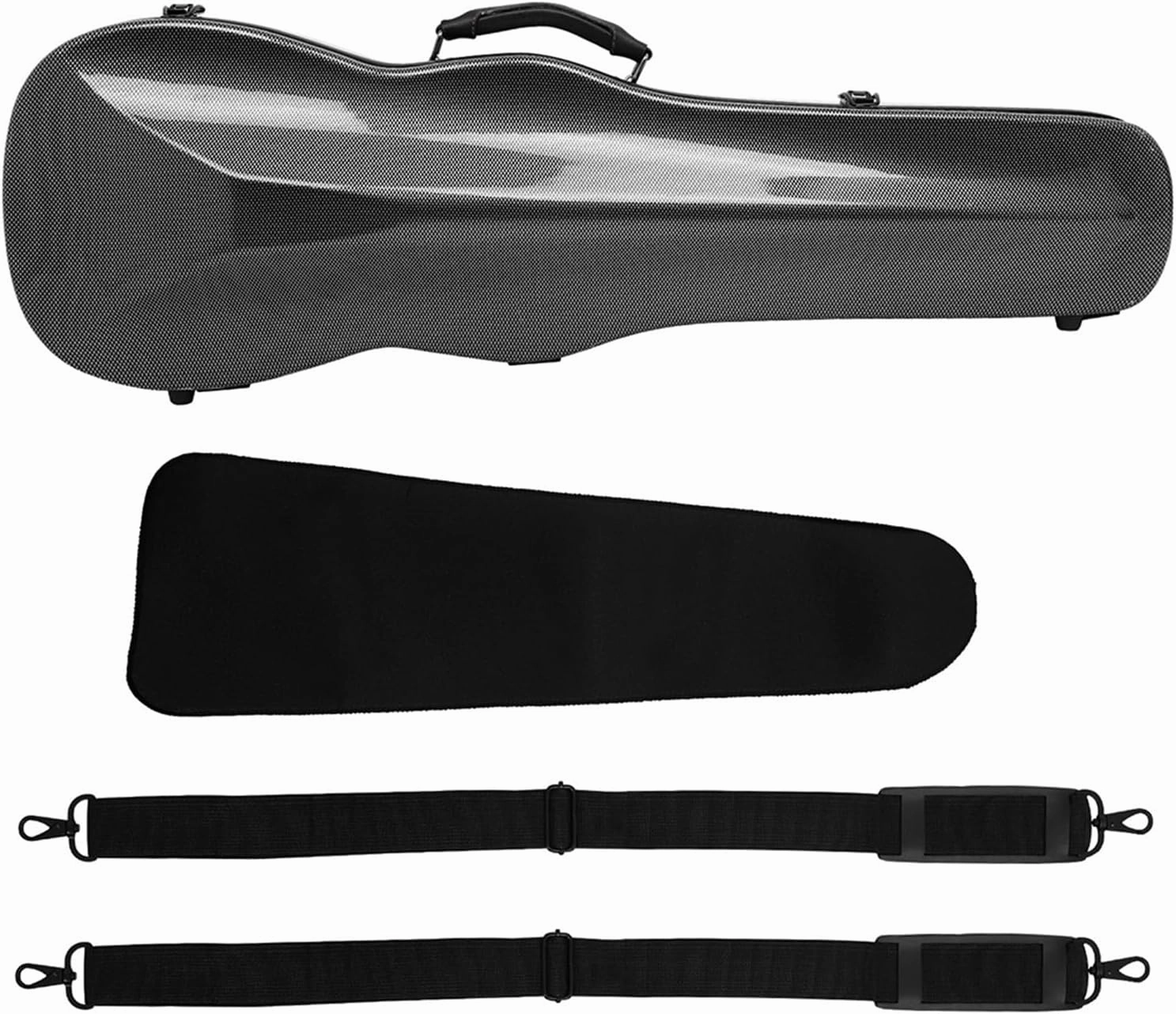4/4 Violin Box, Carbon Fiber Lightweight Violin Hard Case, with Strap * 2, Cotton Drape * 1, Hygrometer, Removable Double Shoulder Strap, Painting Process