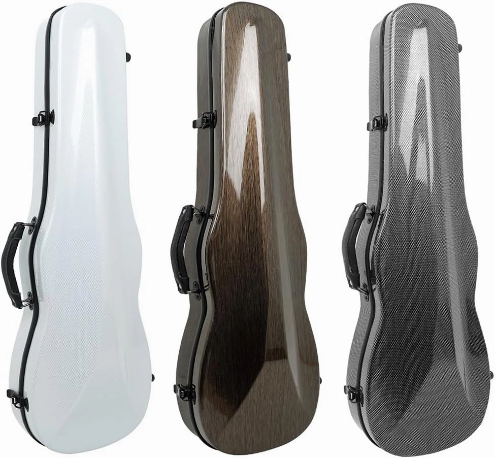 4/4 Violin Box, Carbon Fiber Lightweight Violin Hard Case, with Strap * 2, Cotton Drape * 1, Hygrometer, Removable Double Shoulder Strap, Painting Process