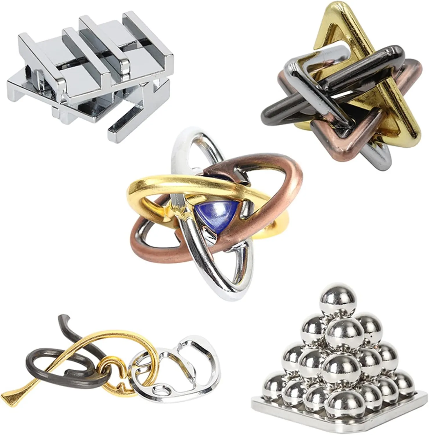 5 Pieces Metal Puzzles, Puzzle Games, 3D Educational Toy, Children's and Youth Intelligence Toy for Adults and Children