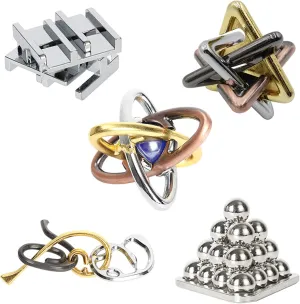 5 Pieces Metal Puzzles, Puzzle Games, 3D Educational Toy, Children's and Youth Intelligence Toy for Adults and Children