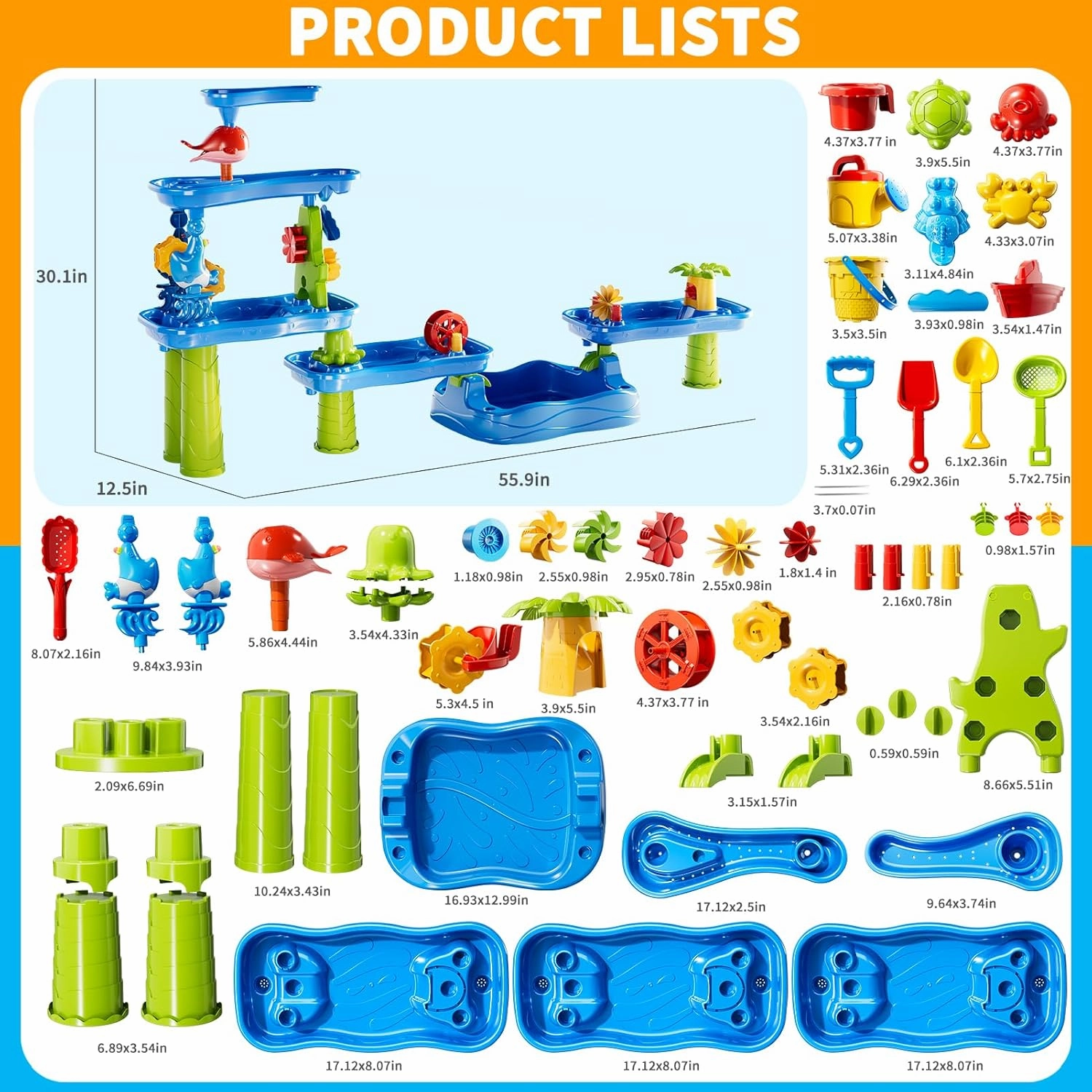 5-Tier Water Table for Toddlers Kids 3-5 4-8, Sand and Water Play Set with Rain Showers Pond, Summer Outdoor Toys Beach Toys Water Sensory Table, Birthday Party Gifts for Kids Boys Girls