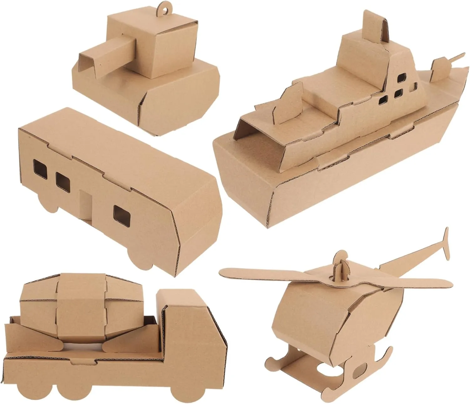 5pcs Paper Puzzle Kit Assembled Helicopter Car Models for Adults Easy Assembly Craft for Home Decor Activities