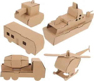 5pcs Paper Puzzle Kit Assembled Helicopter Car Models for Adults Easy Assembly Craft for Home Decor Activities