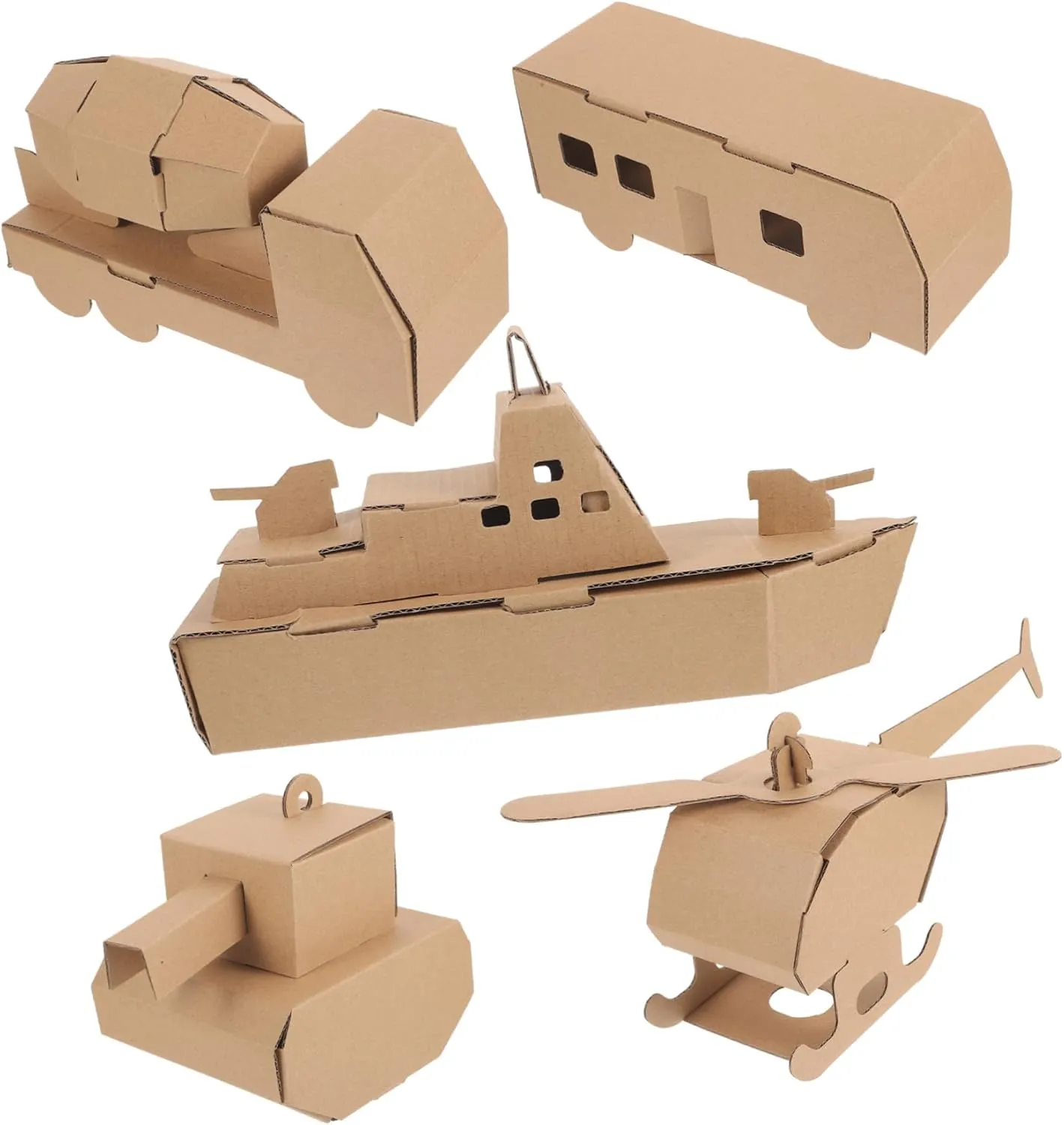 5pcs Paper Puzzle Model Kit Creative DIY Assembly for Teens Lightweight Helicopter Car Tank No Tools Glue Required for Imaginative Fun
