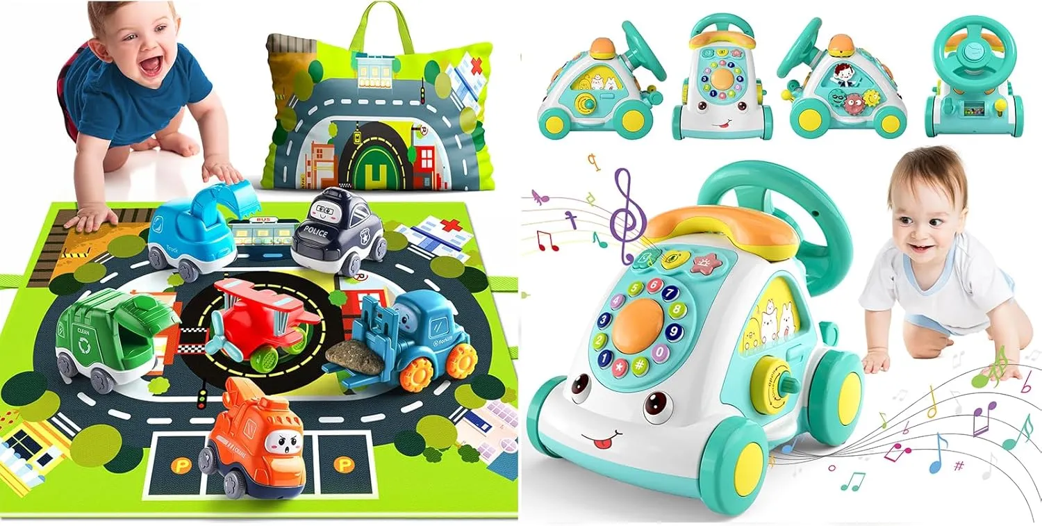 6 Colorful Cars Toy Set   Musical Phone Car Crawling Toy for Babies & Toddlers