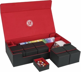 6 in1 Card Deck Box Set,X-Large Premium Trading Card Storage Case with 5 Small Box,Magnetic Game Deck Display Case Compatible with MTG/TCG/Yugioh/Magic/Commander(Black＆Red)