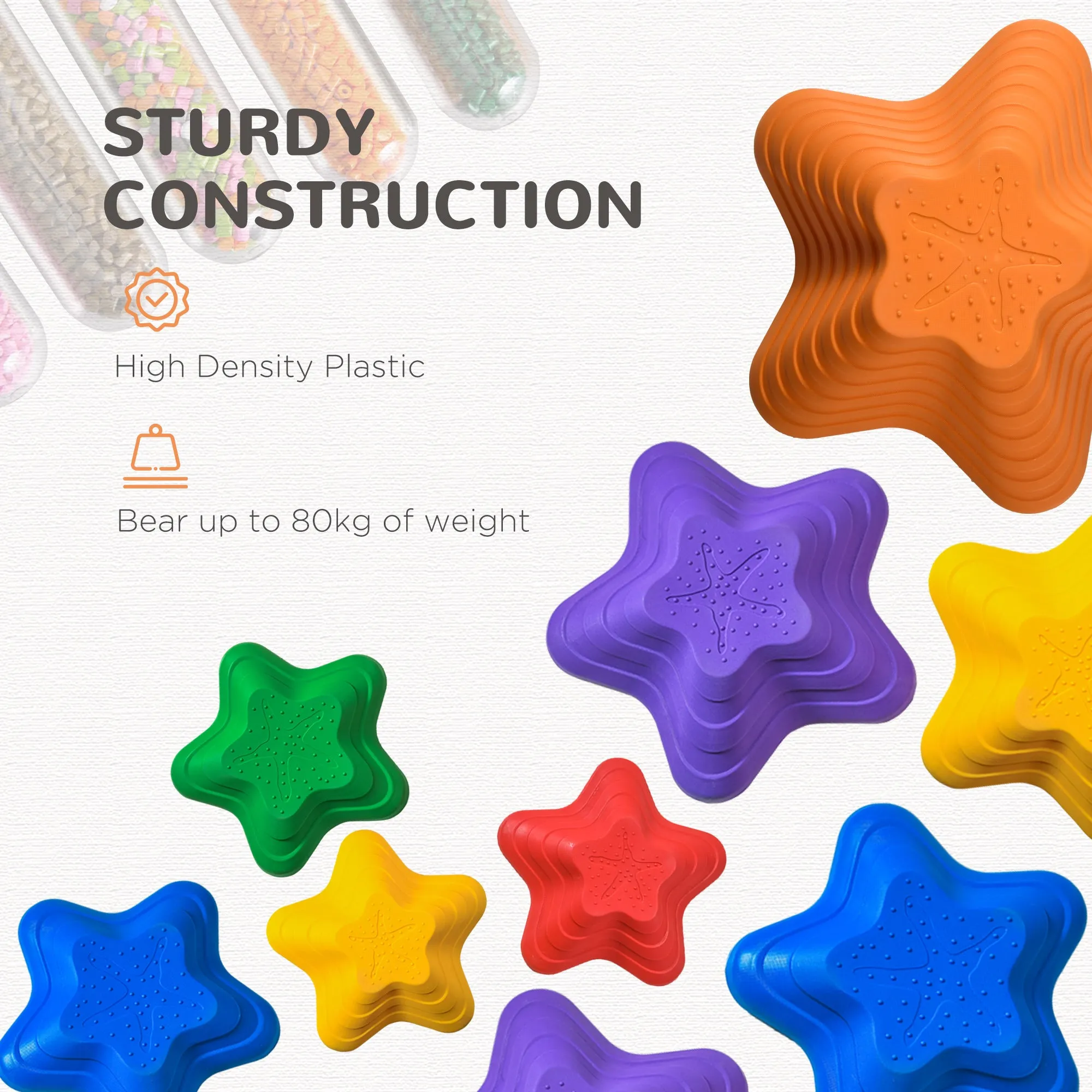 6PCs Kids Balance Stepping Stones Non-slip Bottom Starfish Design Obstacle Course Play