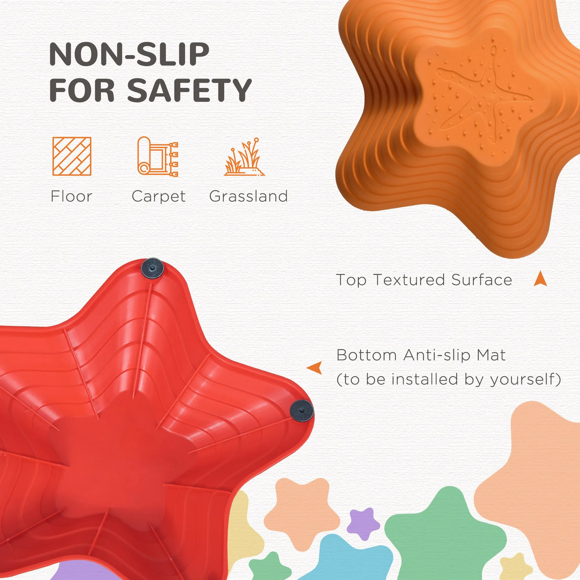6PCs Kids Balance Stepping Stones Non-slip Bottom Starfish Design Obstacle Course Play