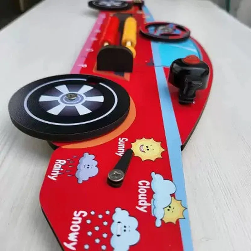 7-in-1 Activities Wooden Racing Busy Board Sports Car (3-7 Years) | Red