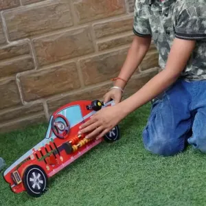 7-in-1 Activities Wooden Racing Busy Board Sports Car (3-7 Years) | Red
