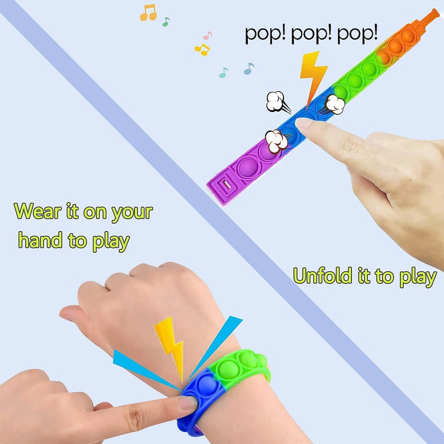 80 Pcs Random Pop Fidget Toy Fidget Bracelet, Wearable Push Poping Bubble Sensory Toys Stress Relief Finger Press Silicone Wristband for Kids and Adults ADHD ADD Autism Anxiety