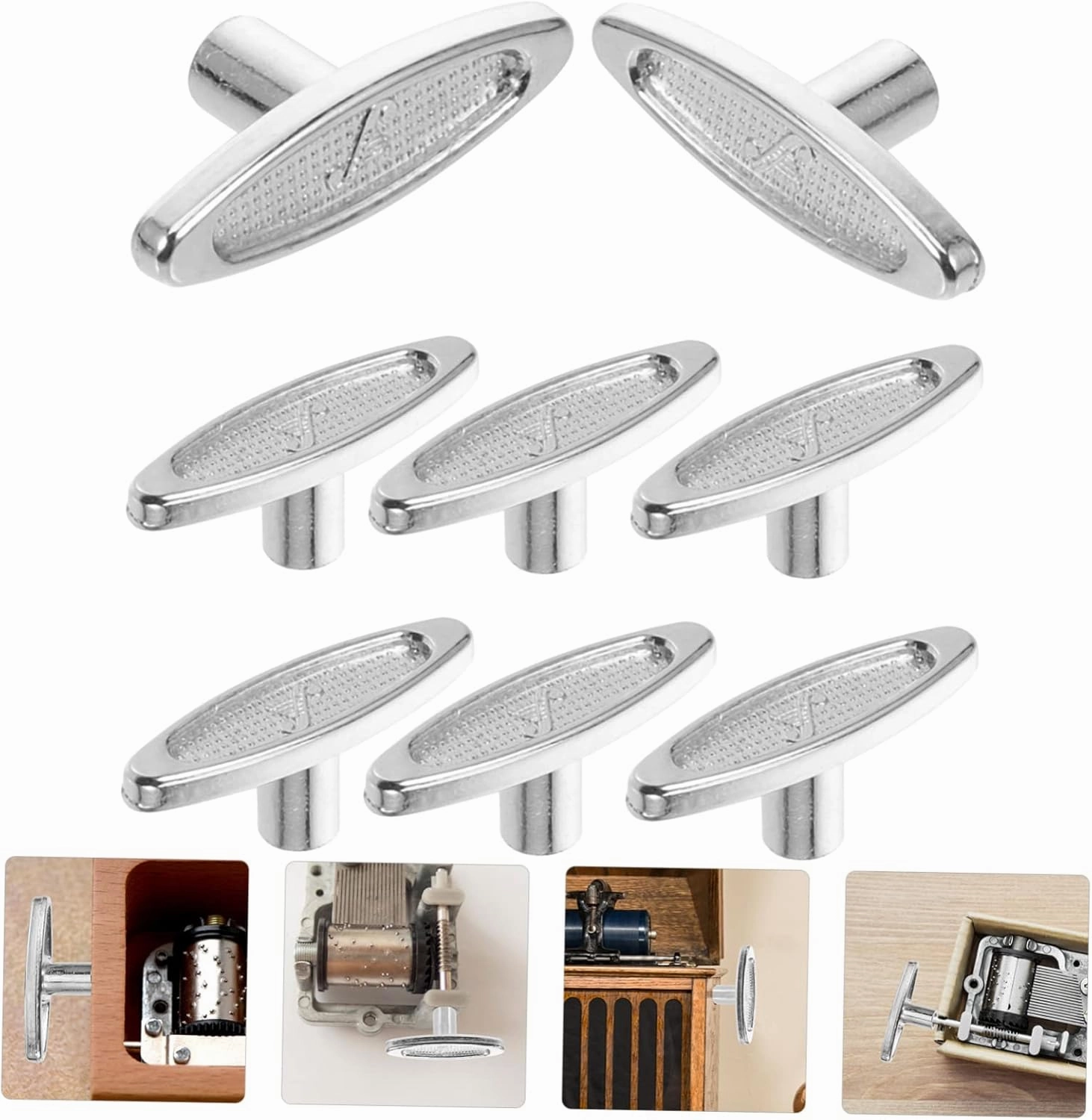 8pcs Music Box Winding Keys T Shape Bar Replacement for Jewelry Crafts Lightweight Metal Winder Parts Easy to Install for DIY Projects Music Box Lovers