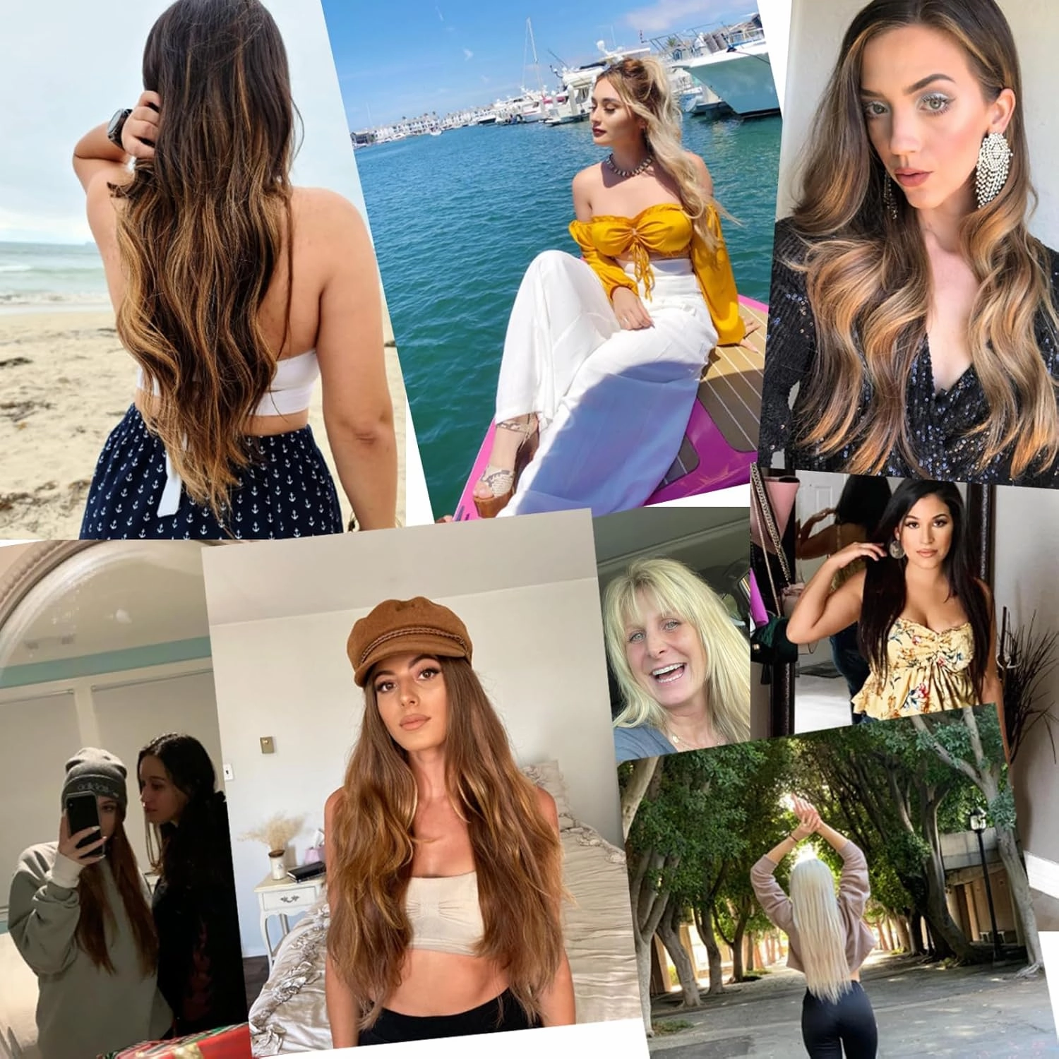 9A Grade Clip in Hair Extensions Human Hair, Piano Color Ash Brown/Light Chestnut Brown Fading to Platinum Ash Blonde P8/60, Silky Straight Virgin Human Hair 20 inch 120g 7 pieces 18 clips